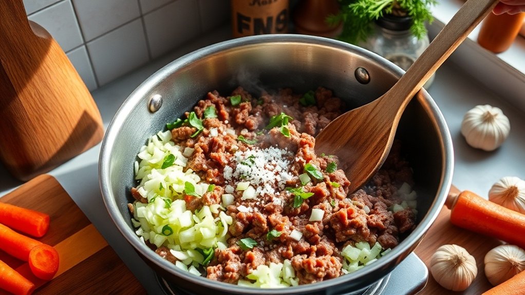 préparation de la garniture de viande